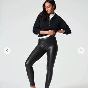 Spanx Faux Leather Black Shiny Leggings